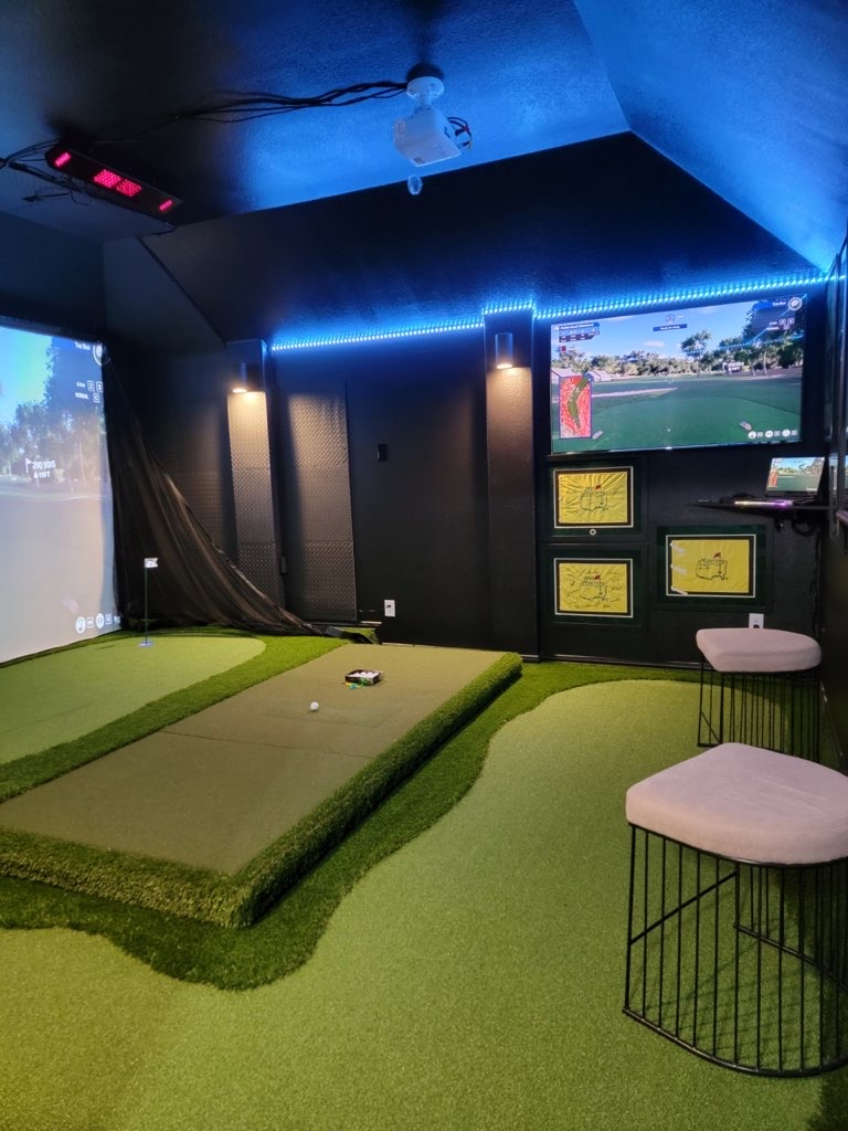 Custom indoor golf simulator in an Omaha home