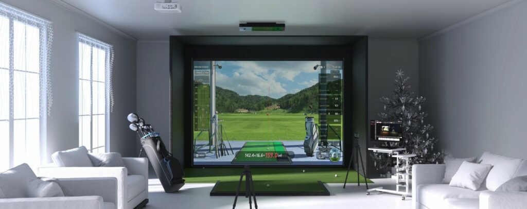 Living room golf simulator installation