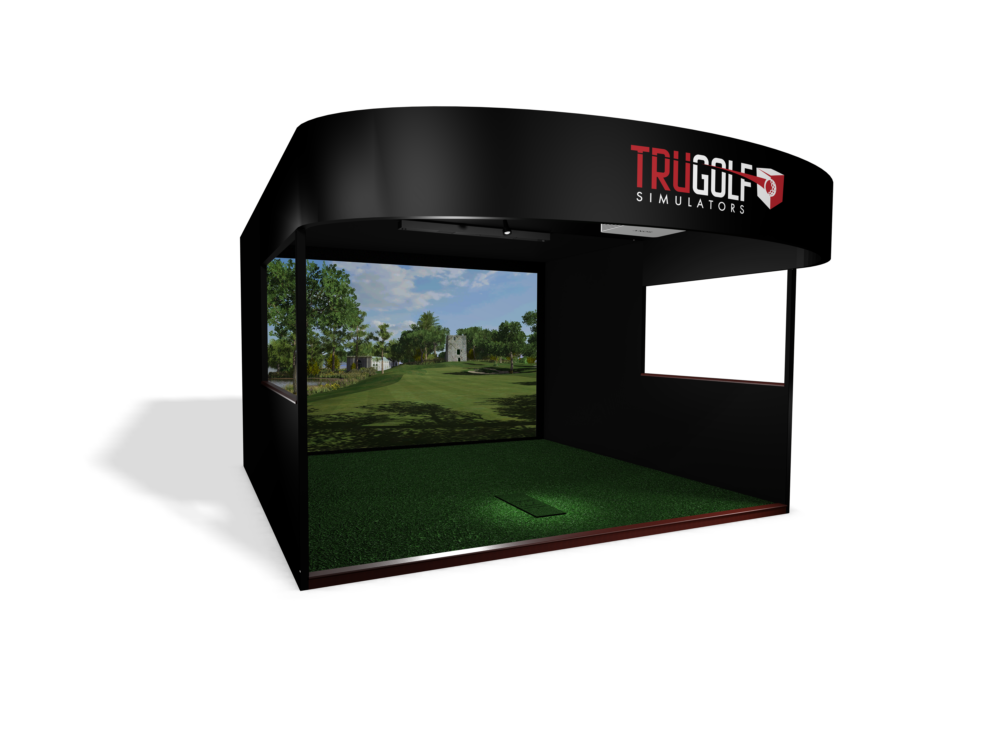 TruGolf Premium Commercial round simulator enclosure with a walk-in opening