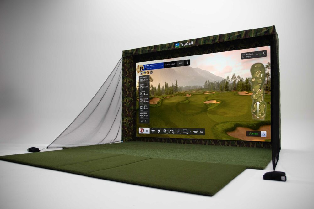 TruGolf MAX golf simulator enclosure and turf hitting area